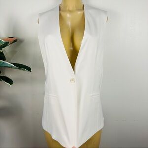 Zara Long Line Vest Sz M One-button V-neck Sleeveless Lined Top